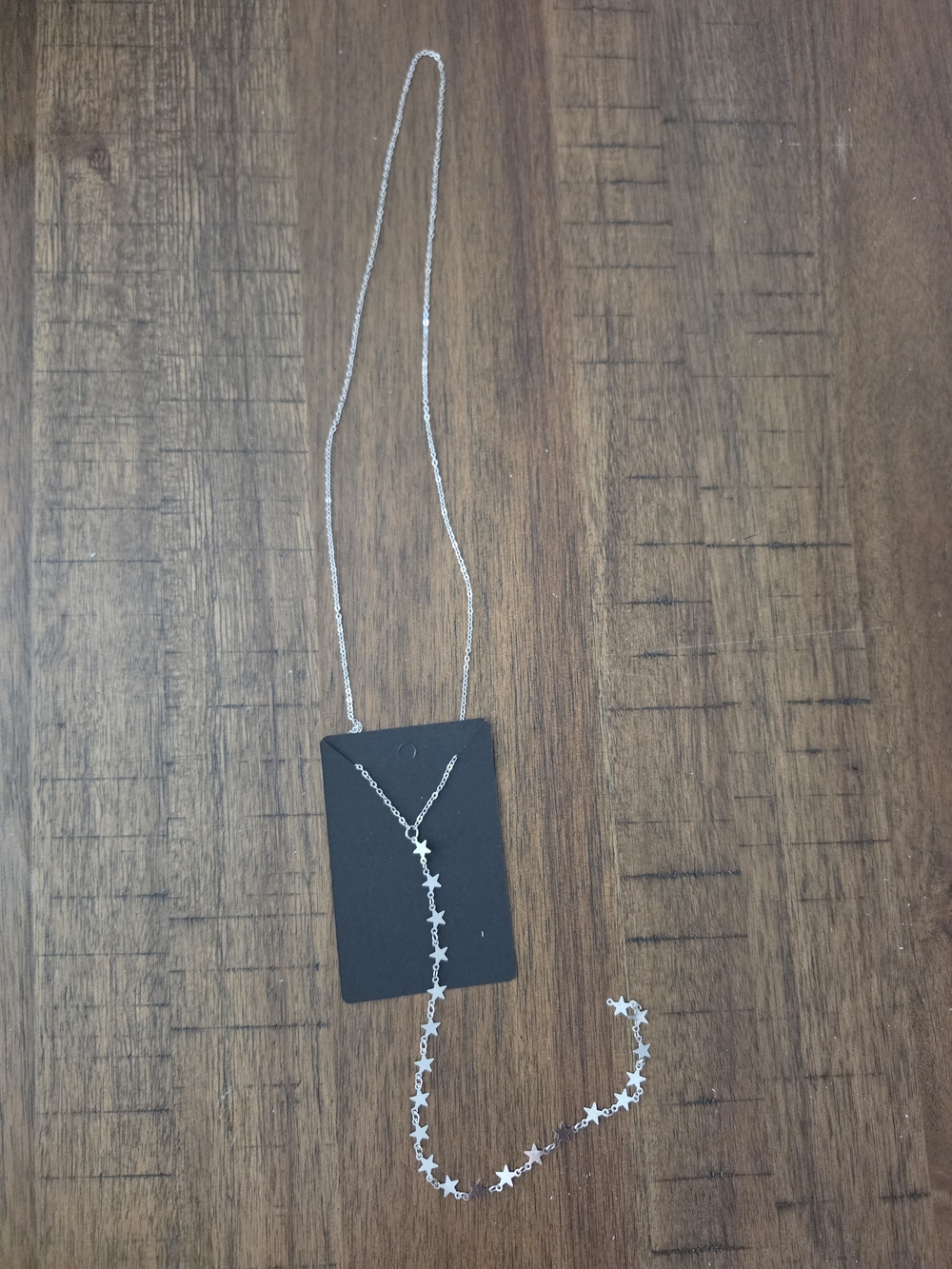 Amazon Silver Star Link Long Necklace - Silver Tone
